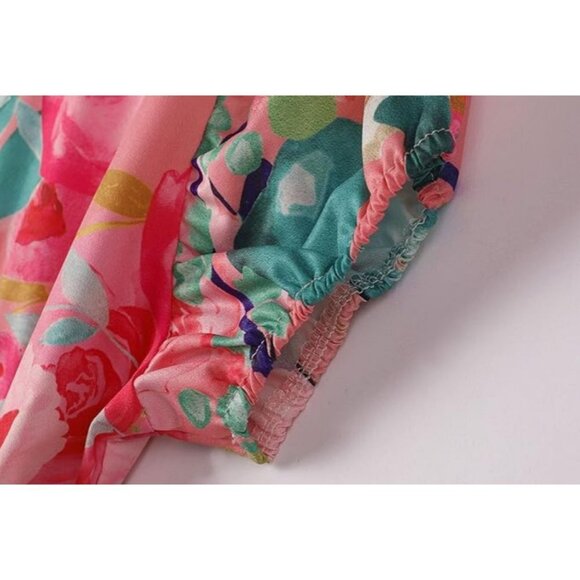 Bevorzugt Floral Printed Dresses with Bowknot Short Sleeve Easter Spring - Picture 3 of 8